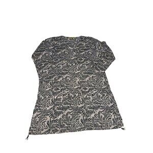 Roberta Roller Rabbit XS‎ Women's Tunic Top Black & White Floral Print Cotton